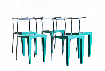 5 Sedie in metallo e plastica di Philippe Starck per Kartell, anni '80