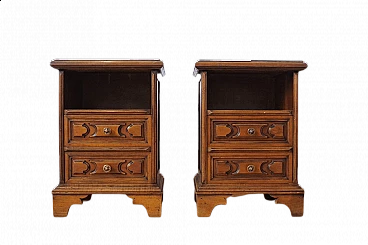 Pair of walnut bedside tables, 1960s
