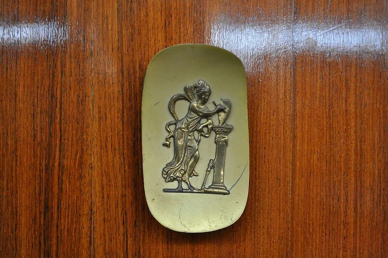 Mahogany, pearwood, brass and glass sideboard with allegorical designs by F.lli Rigamonti Desio, 1940s 1374037