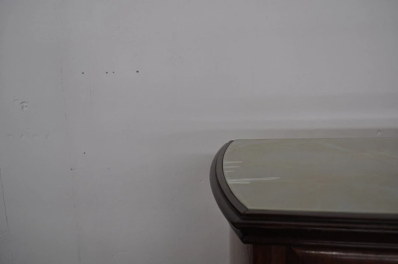 Mahogany, pearwood, brass and glass sideboard with allegorical designs by F.lli Rigamonti Desio, 1940s 1374039