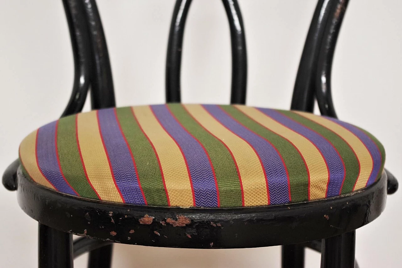 4 sedie nere Thonet con seduta in tessuto, anni '50 1374047