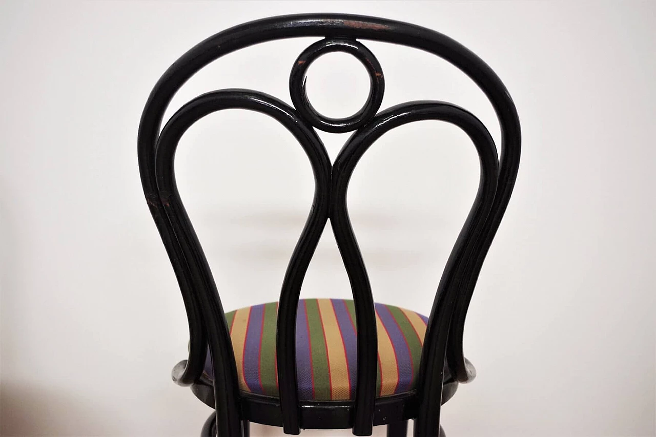 4 sedie nere Thonet con seduta in tessuto, anni '50 1374049
