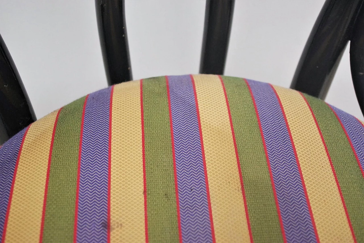 4 sedie nere Thonet con seduta in tessuto, anni '50 1374052