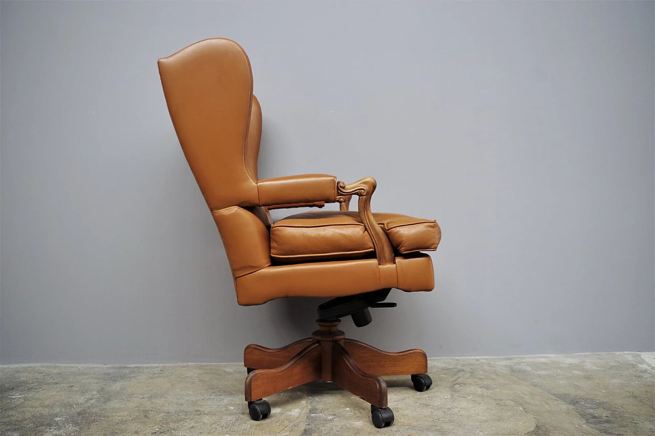 Poltrona da ufficio in fior di pelle regolabile, anni '80 1374059