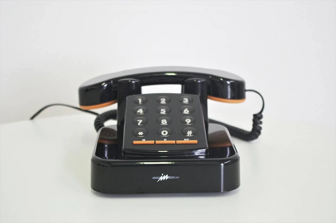 Telefono nero Brondi Excalibur 10 in plastica e gomma, anni '70 1374312
