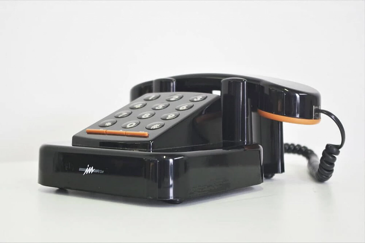 Telefono nero Brondi Excalibur 10 in plastica e gomma, anni '70 1374313