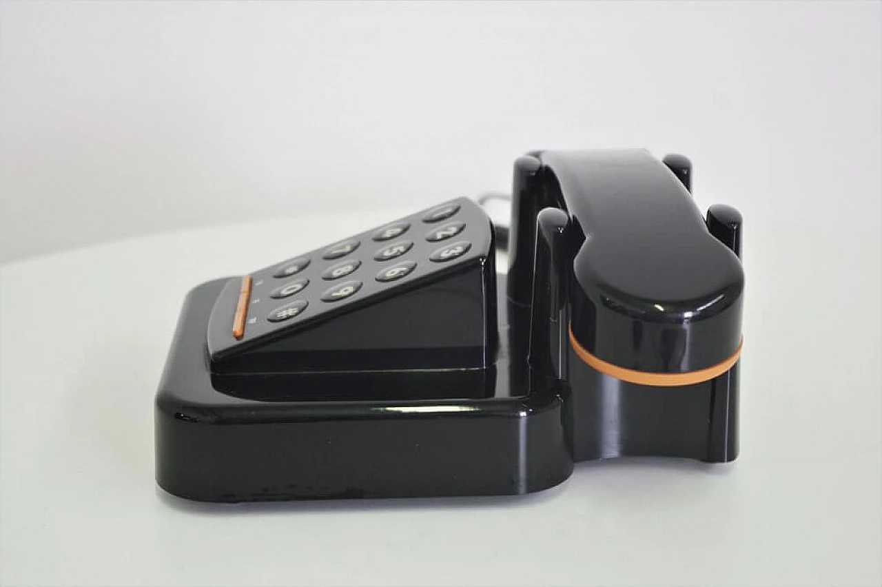 Telefono nero Brondi Excalibur 10 in plastica e gomma, anni '70 1374314