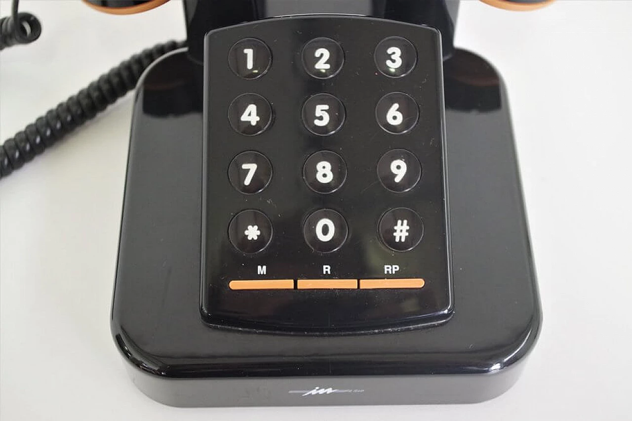 Telefono nero Brondi Excalibur 10 in plastica e gomma, anni '70 1374315