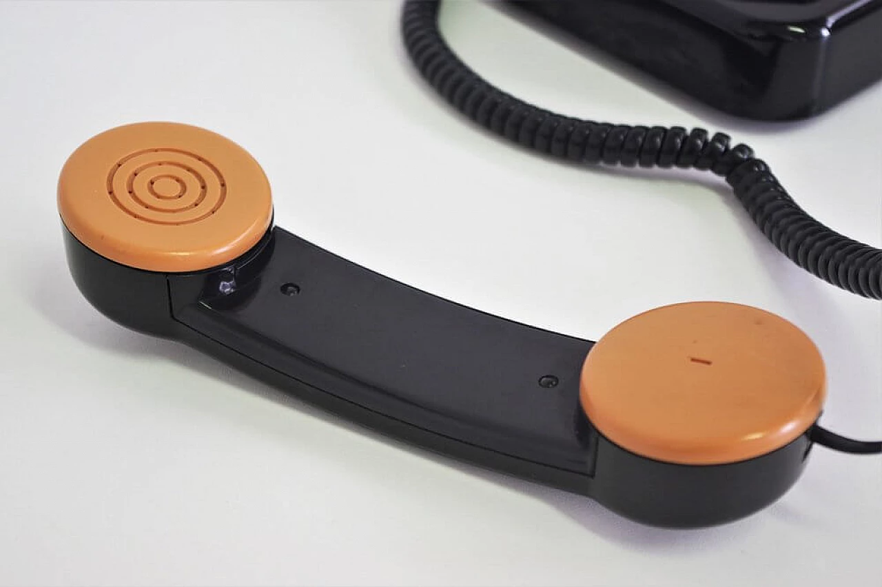 Telefono nero Brondi Excalibur 10 in plastica e gomma, anni '70 1374317