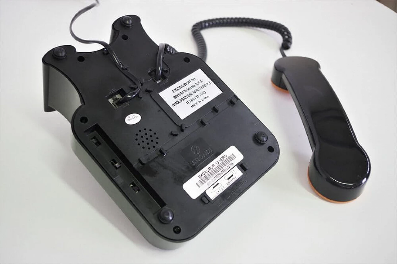 Telefono nero Brondi Excalibur 10 in plastica e gomma, anni '70 1374319
