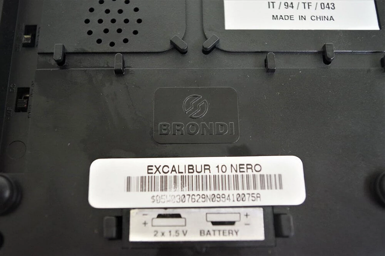 Telefono nero Brondi Excalibur 10 in plastica e gomma, anni '70 1374320