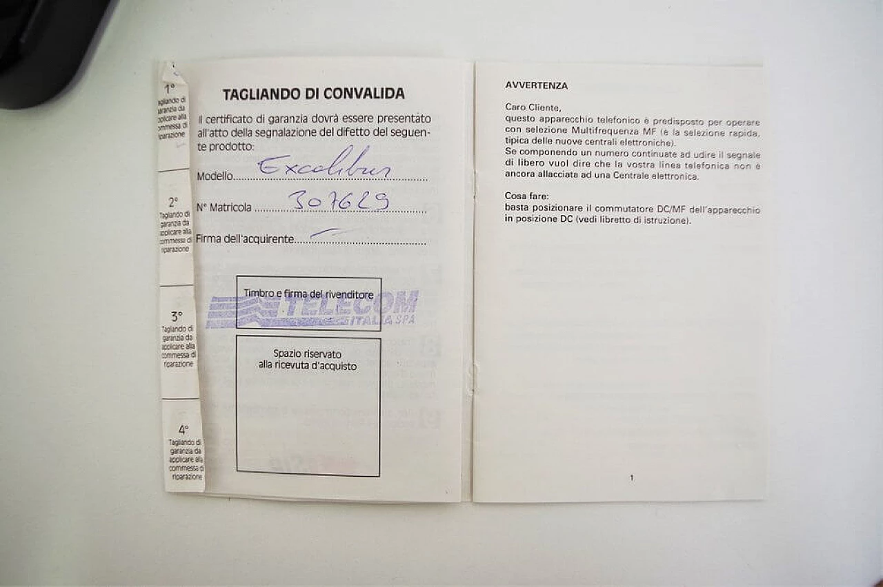 Telefono nero Brondi Excalibur 10 in plastica e gomma, anni '70 1374326