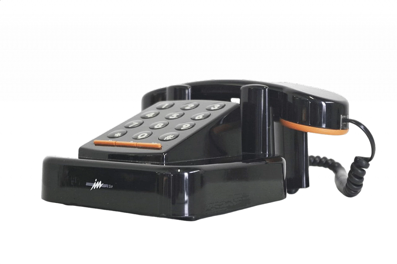 Telefono nero Brondi Excalibur 10 in plastica e gomma, anni '70 1374328