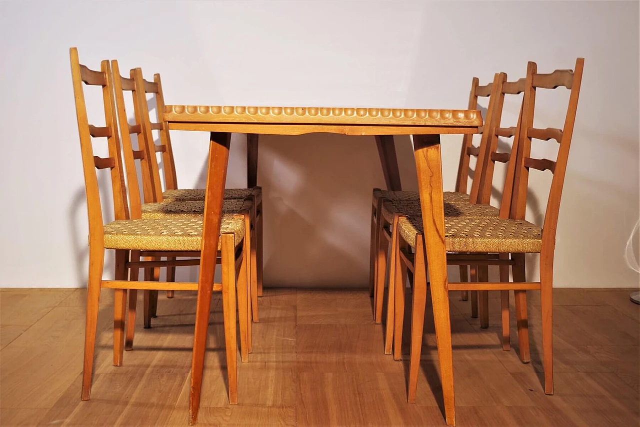 Tavolo, sedie e credenza in legno di Melchiorre Bega, anni '40 1374552