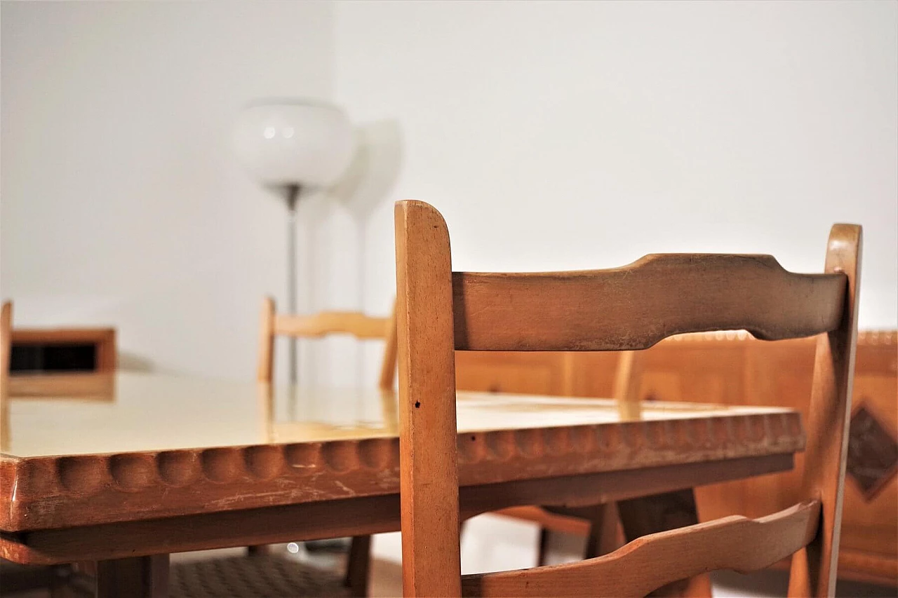 Tavolo, sedie e credenza in legno di Melchiorre Bega, anni '40 1374553