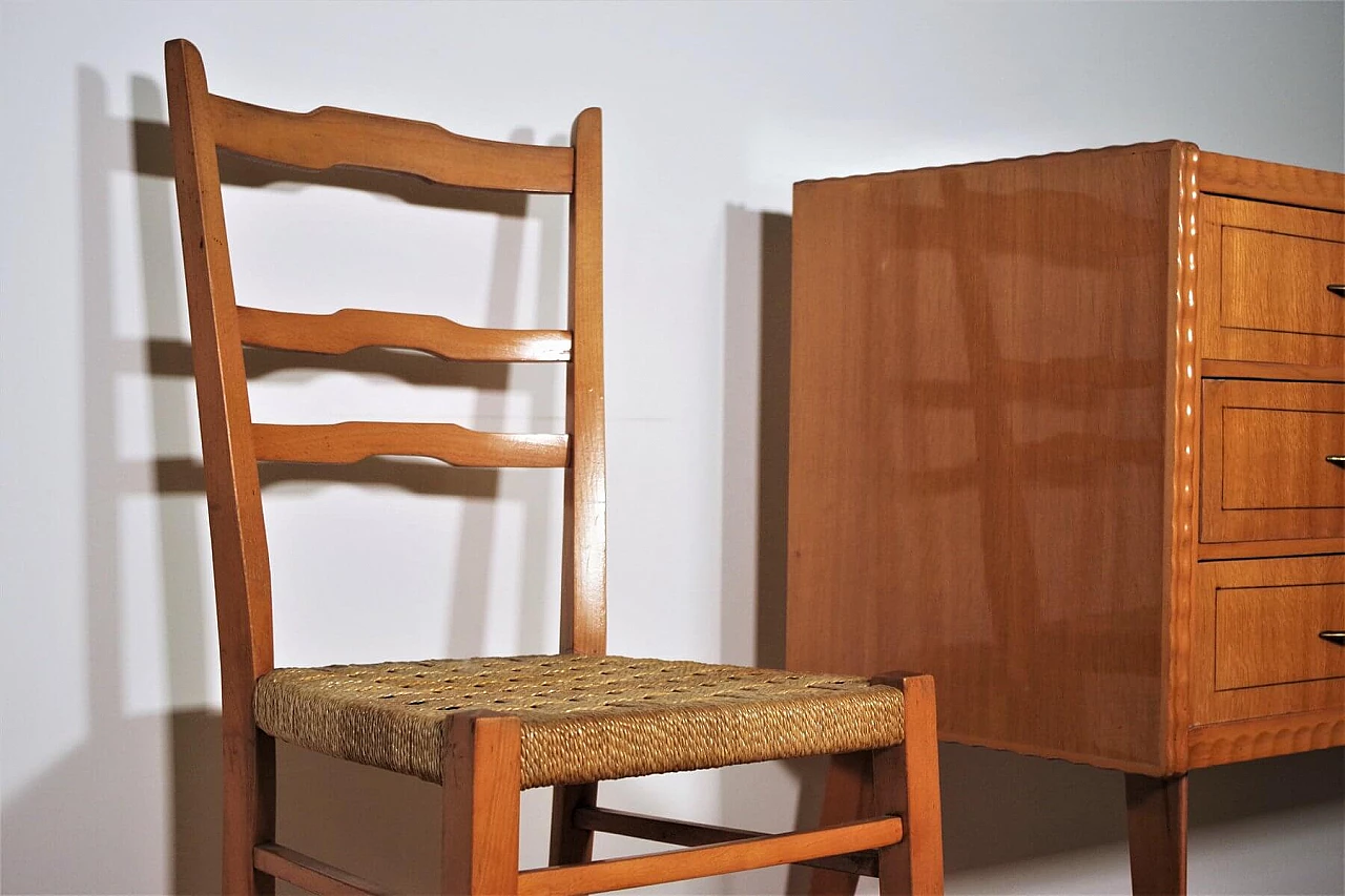 Tavolo, sedie e credenza in legno di Melchiorre Bega, anni '40 1374558