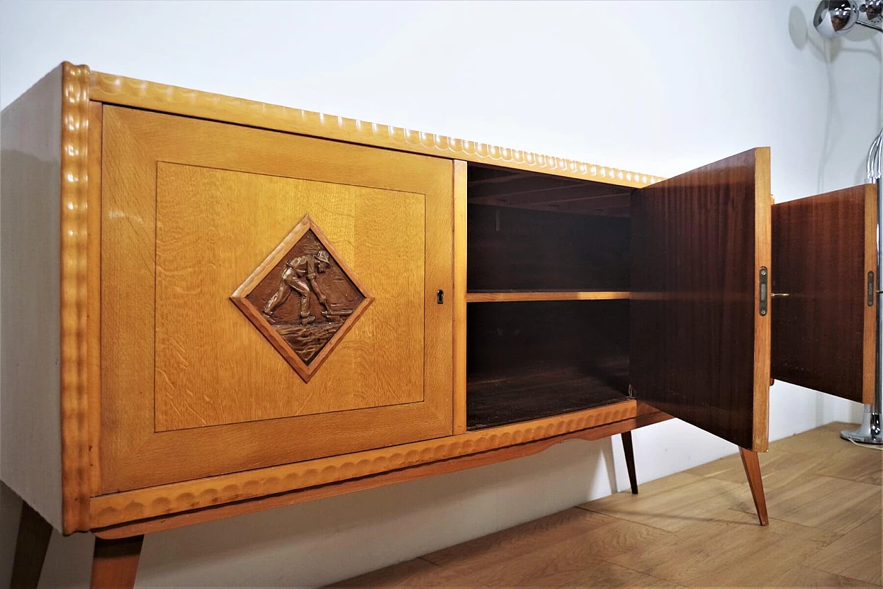 Tavolo, sedie e credenza in legno di Melchiorre Bega, anni '40 1374562