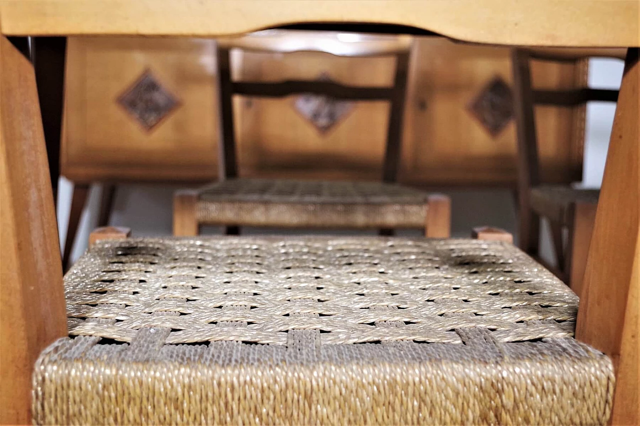Tavolo, sedie e credenza in legno di Melchiorre Bega, anni '40 1374567