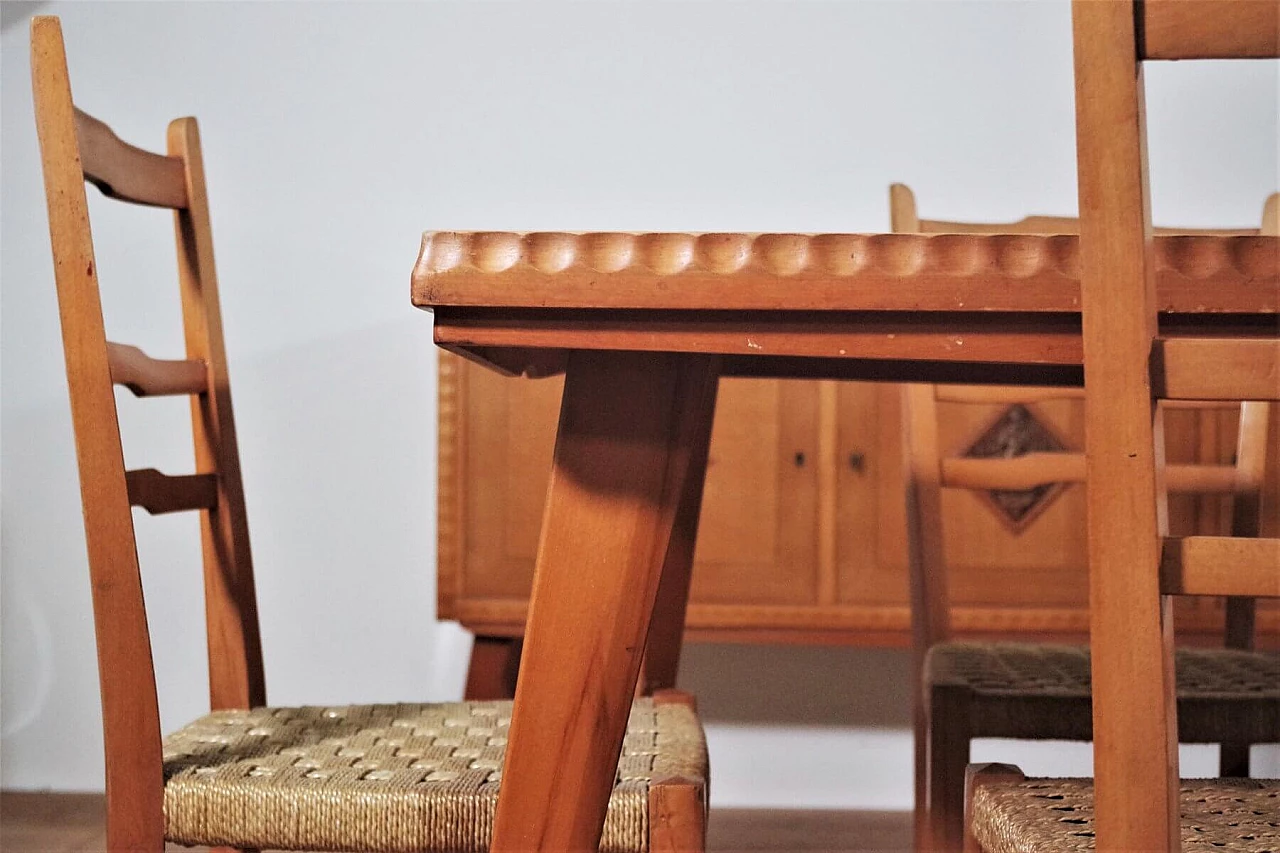 Tavolo, sedie e credenza in legno di Melchiorre Bega, anni '40 1374569