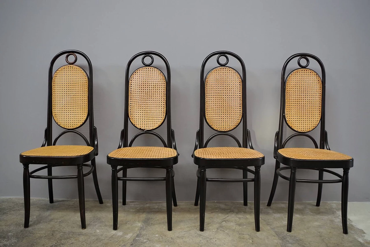 6 Thonet chairs in curved beech and Vienna straw, 1980s 1374634
