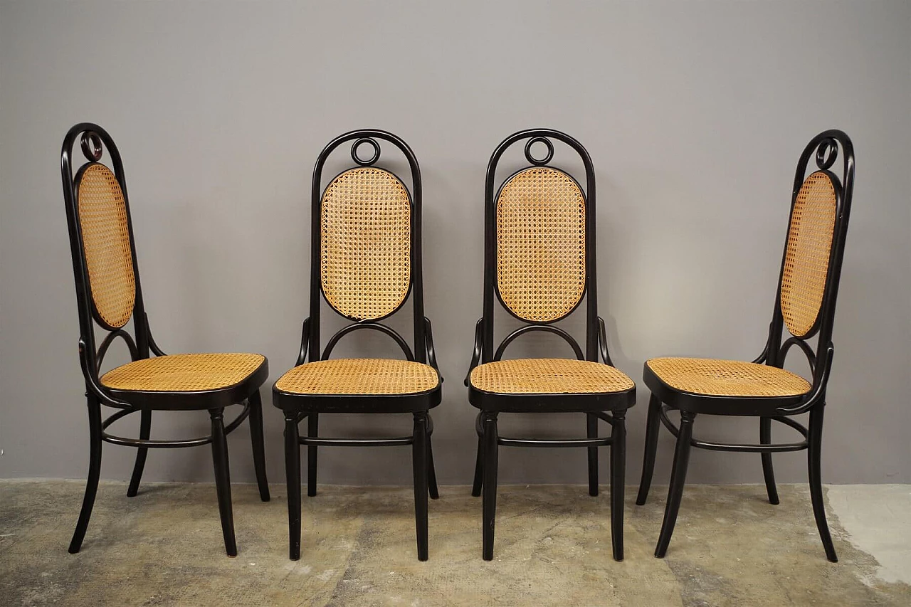 6 Thonet chairs in curved beech and Vienna straw, 1980s 1374635
