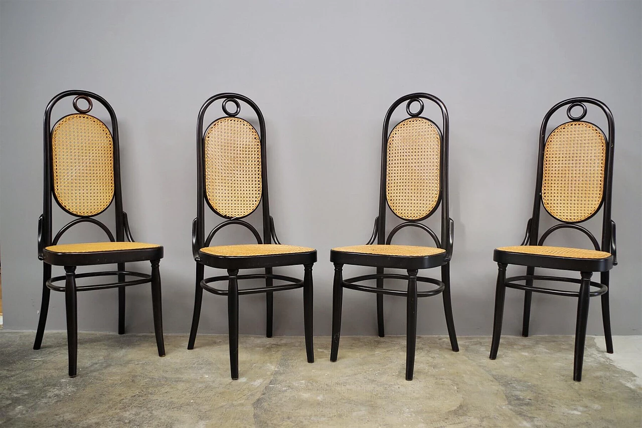 6 Thonet chairs in curved beech and Vienna straw, 1980s 1374636