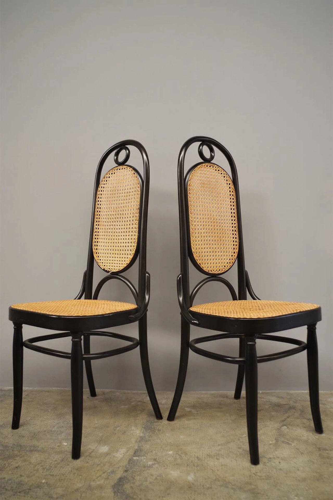 6 Thonet chairs in curved beech and Vienna straw, 1980s 1374641
