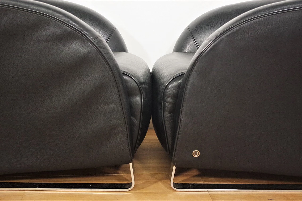 4 poltrone Liz di Natuzzi in pelle nera, anni 2000 1374741