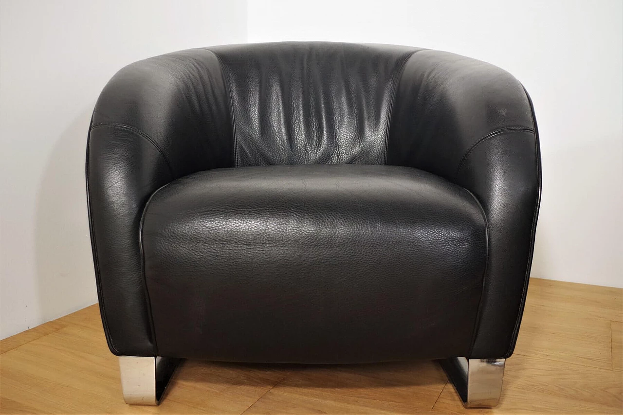 4 poltrone Liz di Natuzzi in pelle nera, anni 2000 1374744