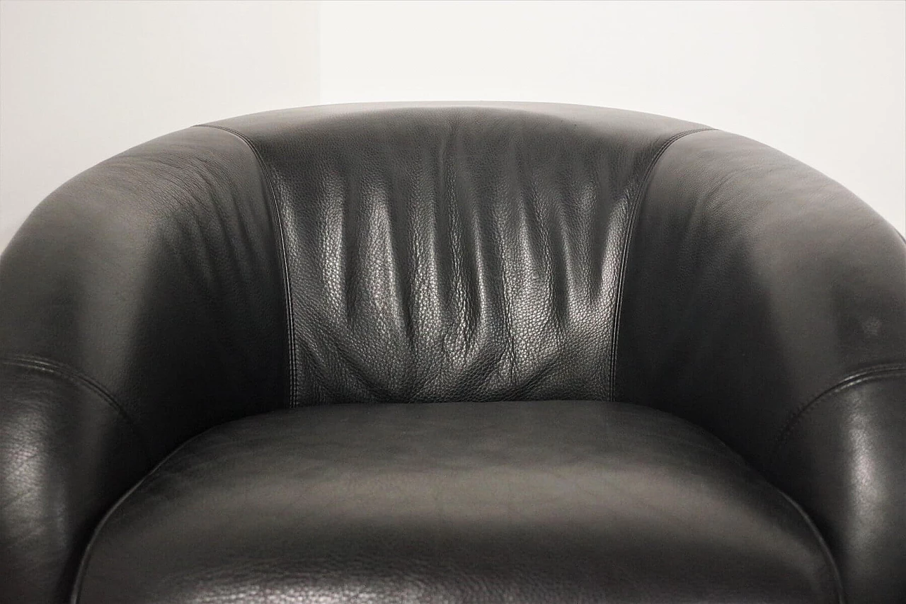 4 poltrone Liz di Natuzzi in pelle nera, anni 2000 1374745