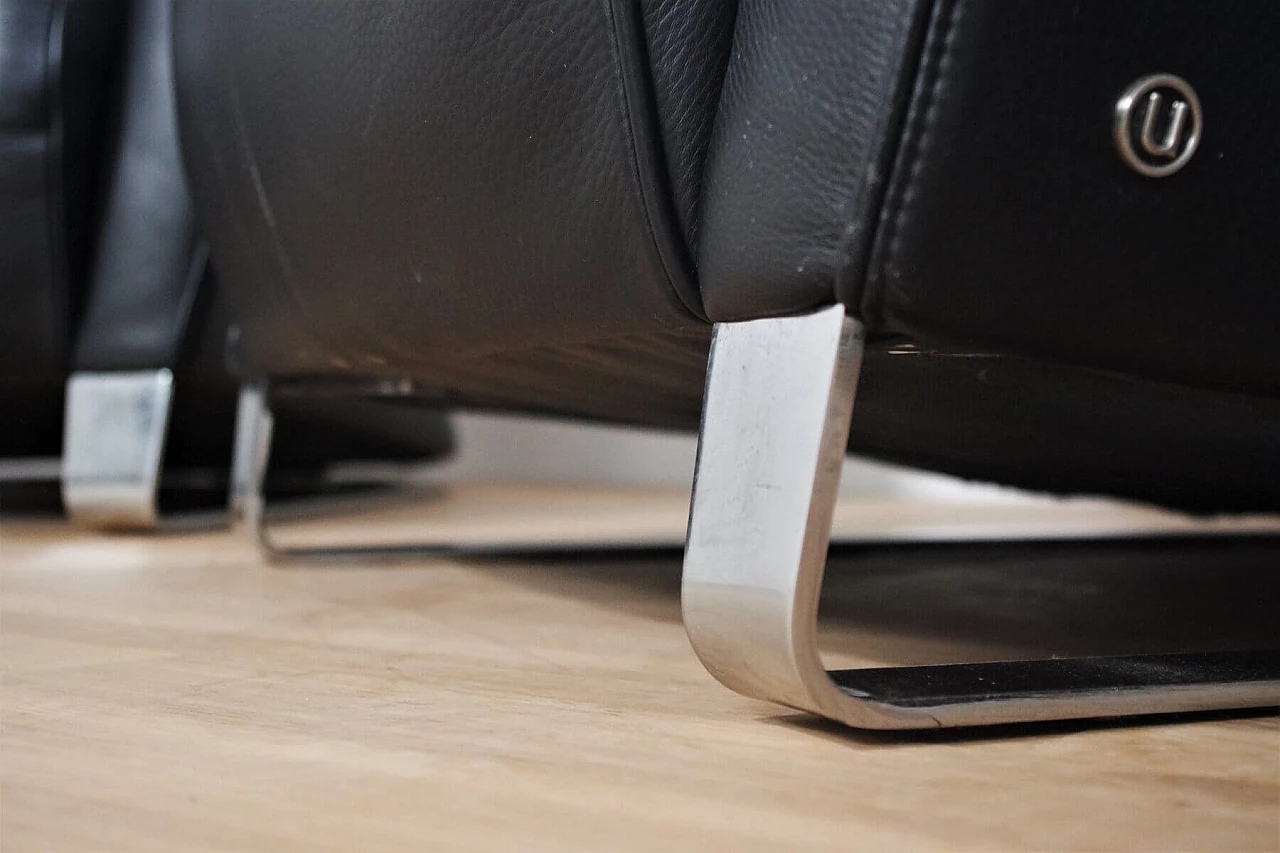 4 poltrone Liz di Natuzzi in pelle nera, anni 2000 1374748