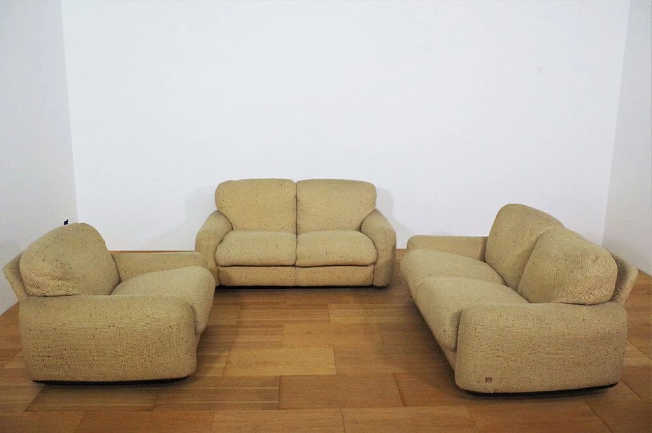 Pair of wool sofas with armchair by Busnelli, 1970s 1374787
