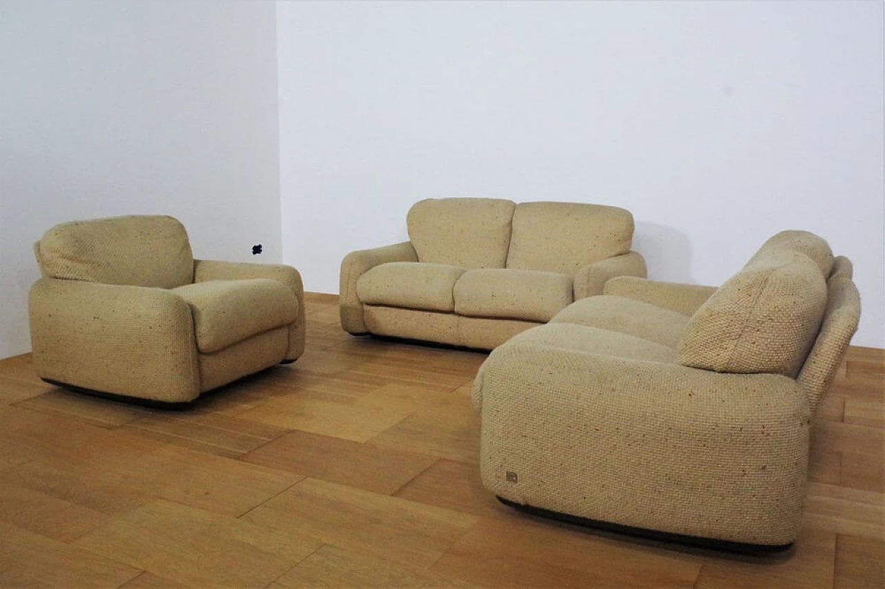 Pair of wool sofas with armchair by Busnelli, 1970s 1374788