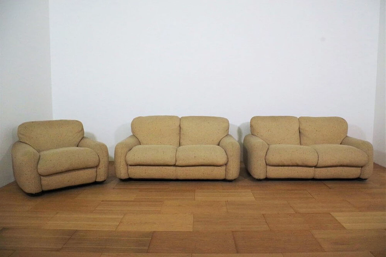 Pair of wool sofas with armchair by Busnelli, 1970s 1374789