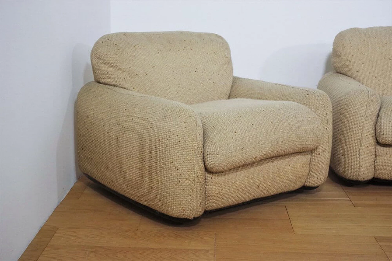 Pair of wool sofas with armchair by Busnelli, 1970s 1374790