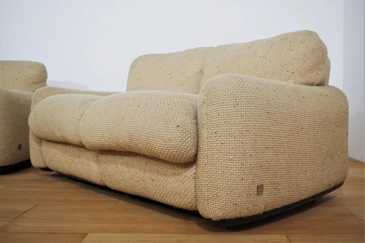 Pair of wool sofas with armchair by Busnelli, 1970s 1374795