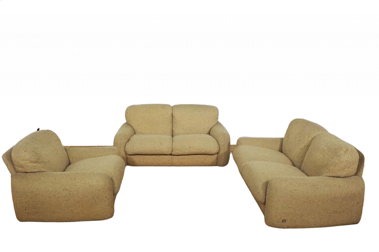 Pair of wool sofas with armchair by Busnelli, 1970s 1374809