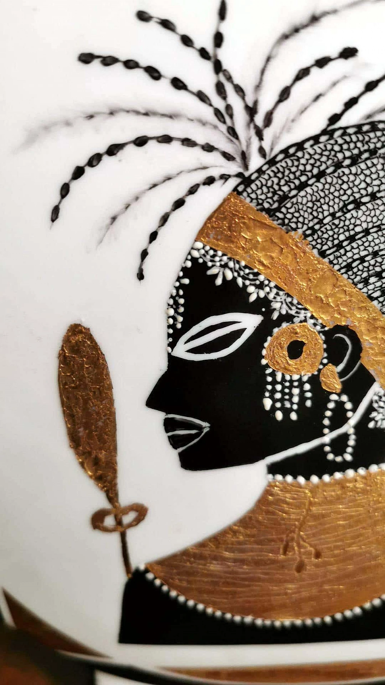 French circular vase in black and gold porcelain 1374882