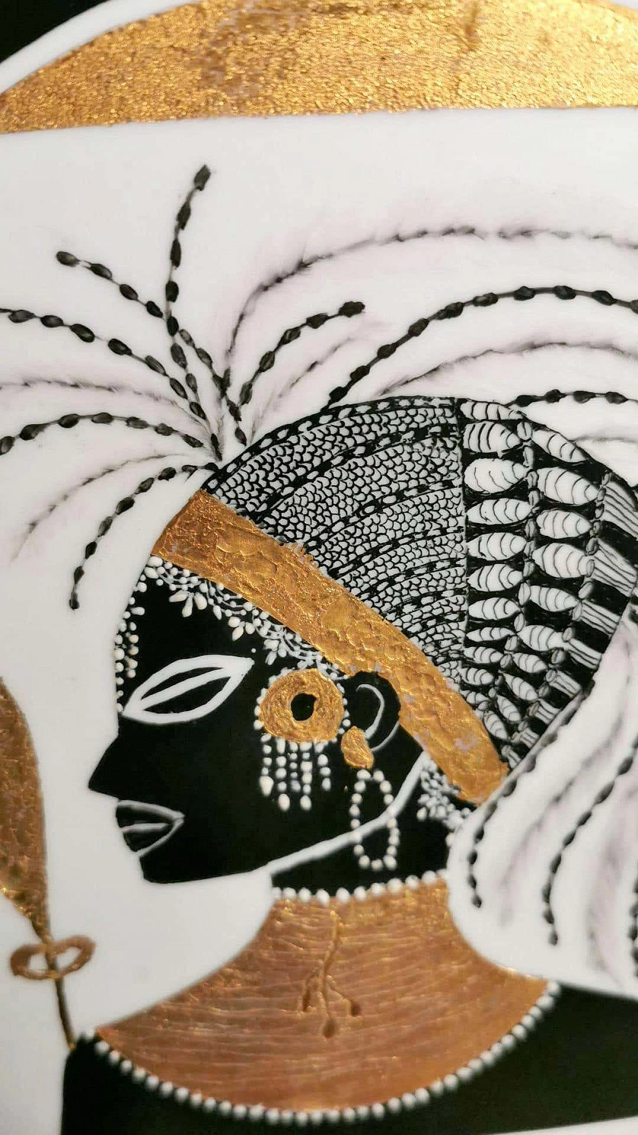 French circular vase in black and gold porcelain 1374883