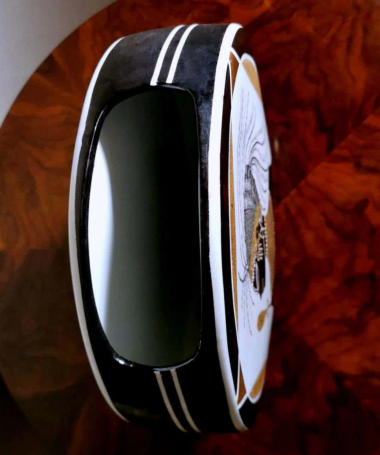 French circular vase in black and gold porcelain 1374886