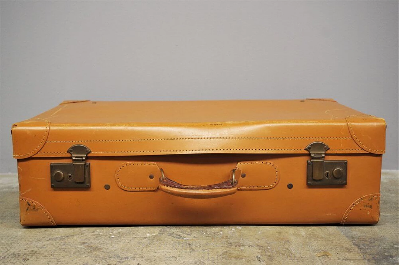 Leather suitcase with iron clasp, 1950s 1374937