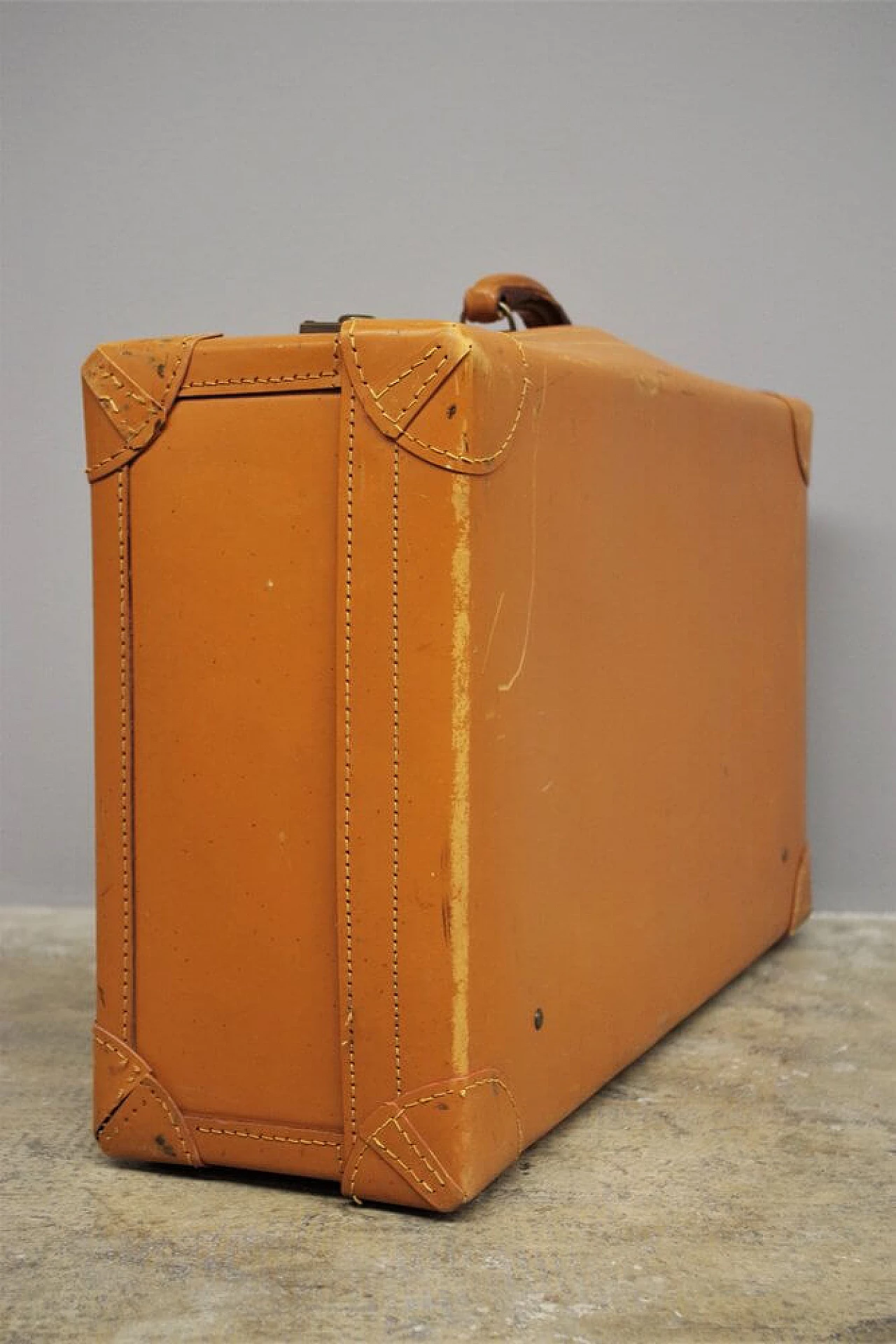 Leather suitcase with iron clasp, 1950s 1374939
