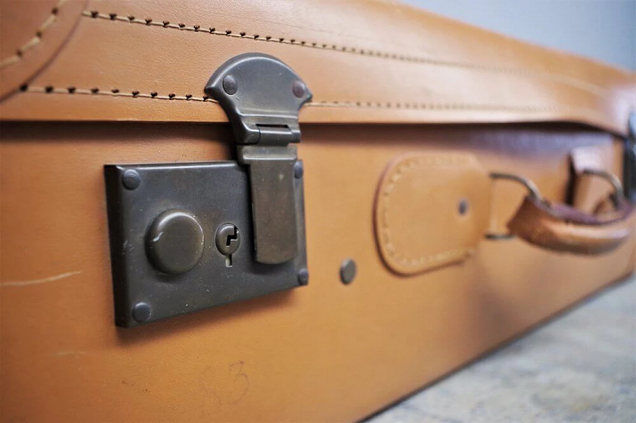 Leather suitcase with iron clasp, 1950s 1374945