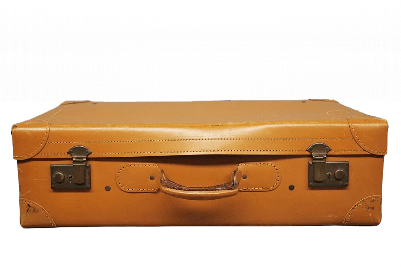 Leather suitcase with iron clasp, 1950s 1374949