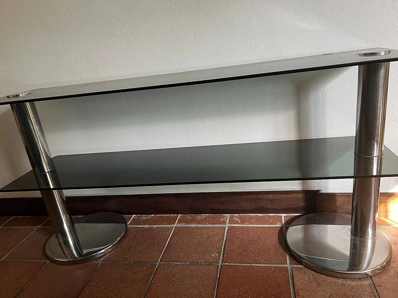 Console in steel and smoked glass, 1970s 1375001