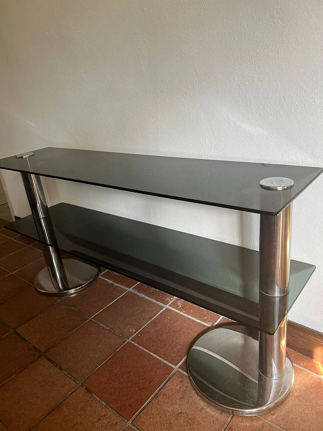 Console in steel and smoked glass, 1970s 1375004