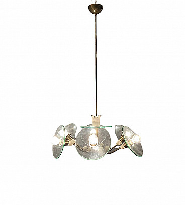 Chandelier in brass and glass by Pietro Chiesa for Fontana Arte, 40s