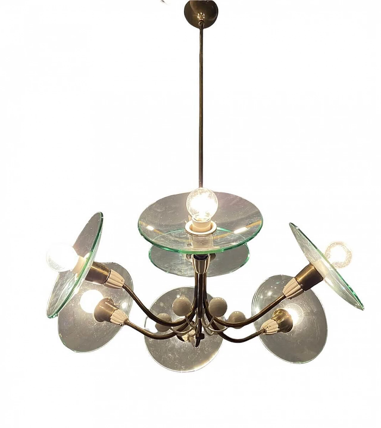 Chandelier in brass and glass by Pietro Chiesa for Fontana Arte, 40s 1375045