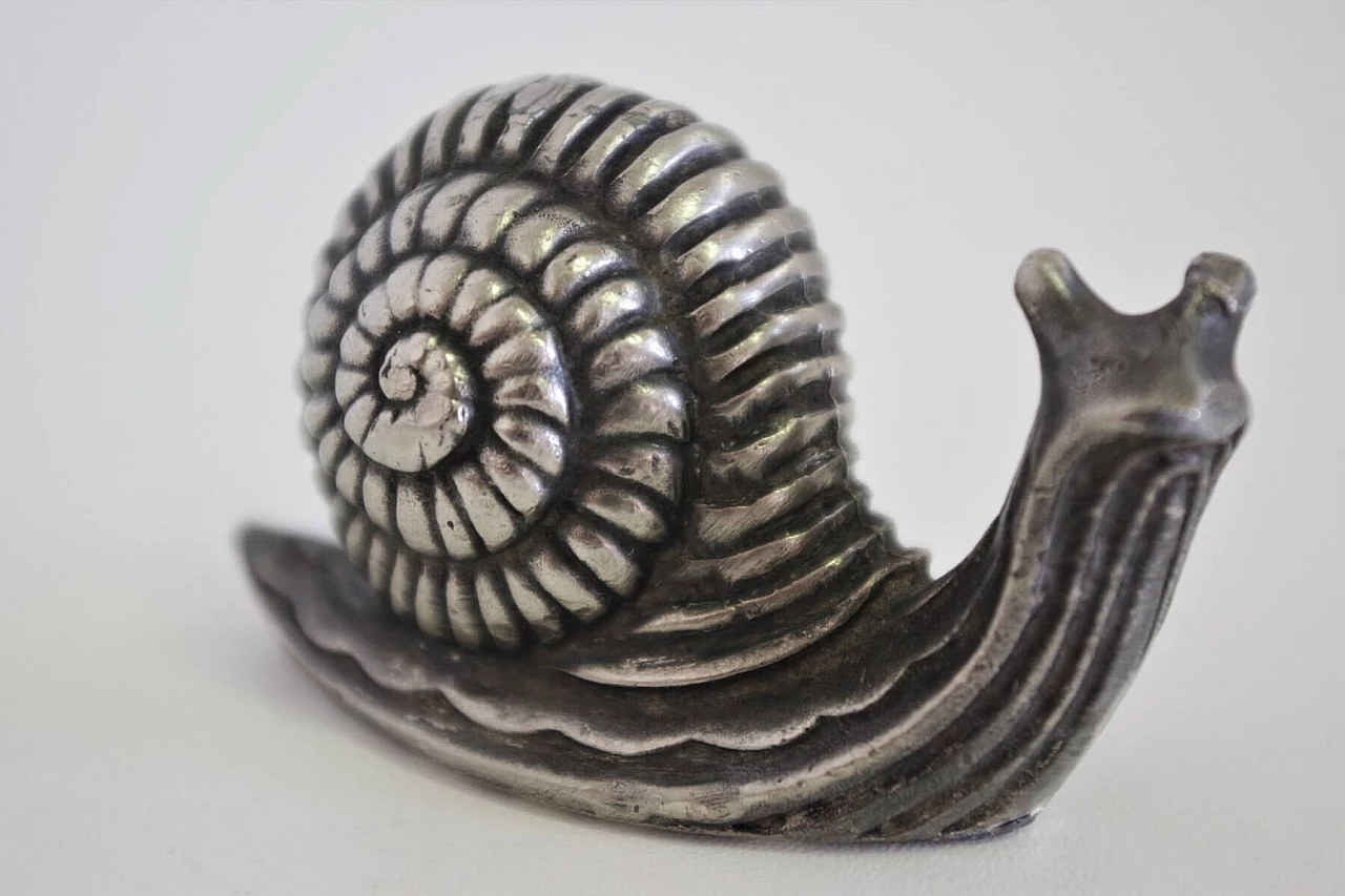 Small silver snail sculpture in micro casting, 1980s 1375065