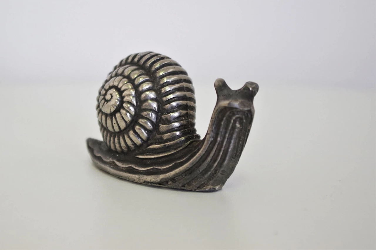 Small silver snail sculpture in micro casting, 1980s 1375066